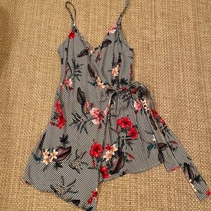 Black, White, and Floral Romper